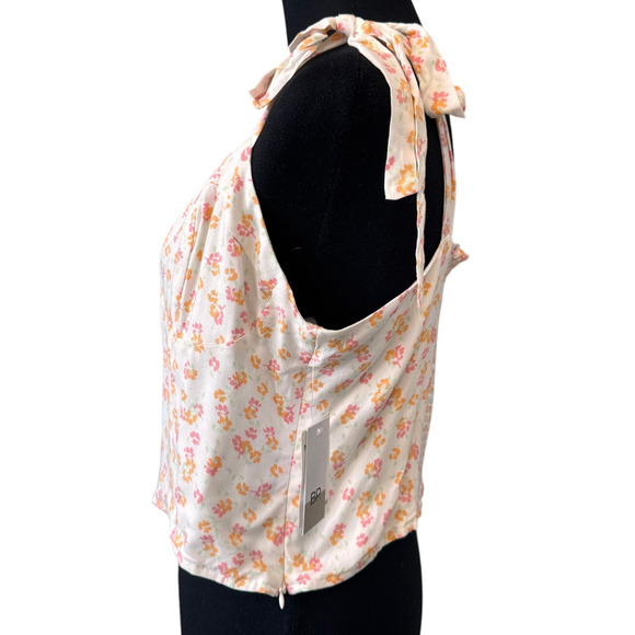 BP. NORDSTROM White Orange Floral Tie Strap Corset Top Small Vacation Cruise - Picture 3 of 8